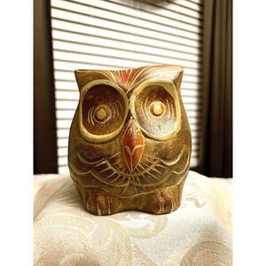 Vintage Tonala Mexican Owl Handmade Pottery Figure